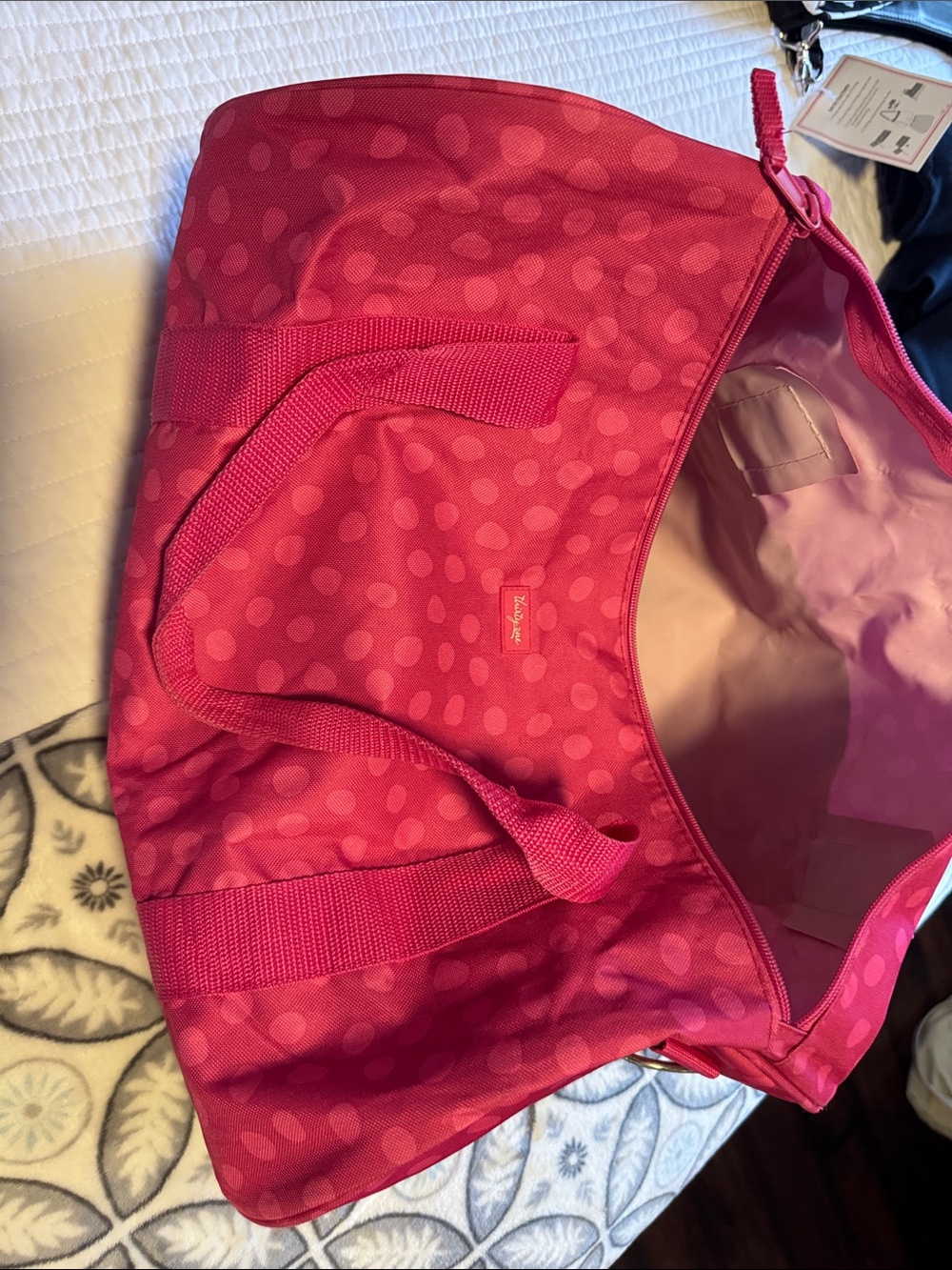 thirty-one Hot Pink Polka Dot Travel Weekender Bag